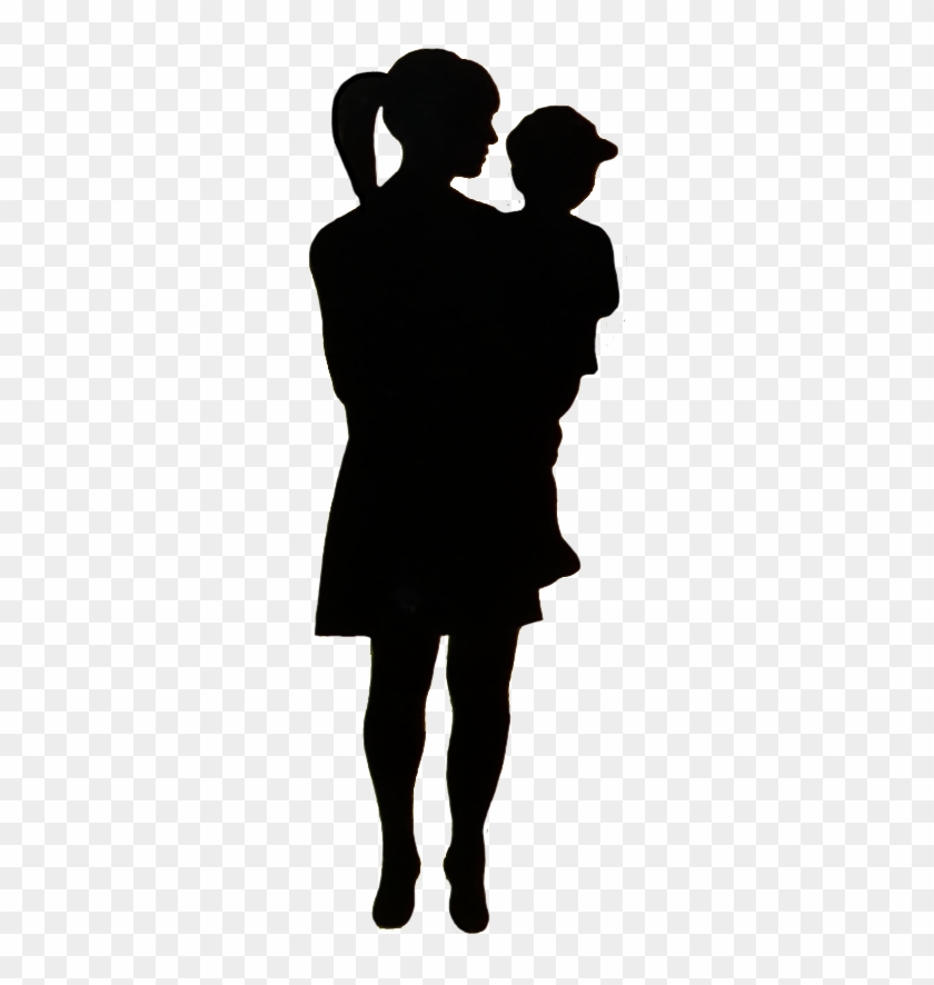Silhouette Of Man, Woman With Child - Women And Children Clipart #875760