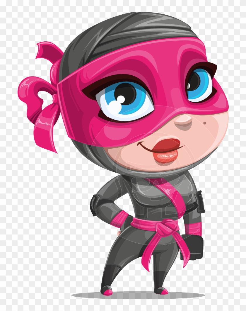 Vector Ninja Cartoon Character - Cartoon Girl Ninja #876000