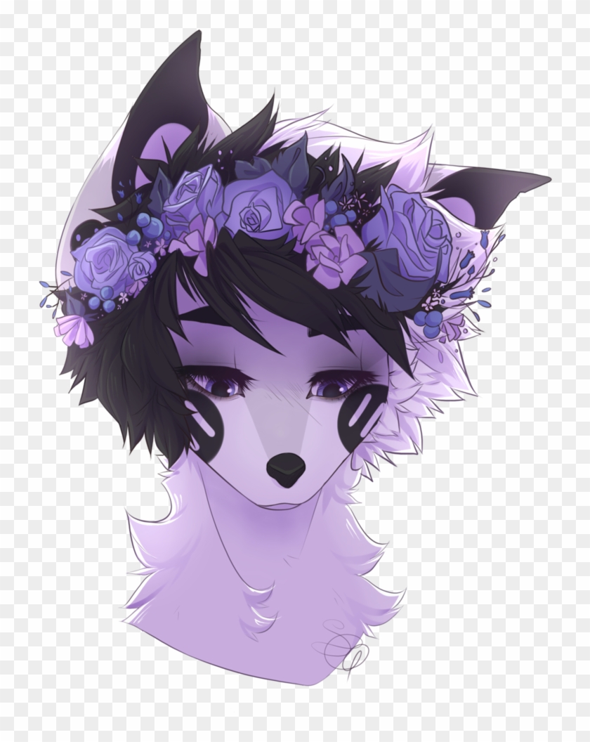 Flower Crown Doggo By Sleepygrim On Deviantart Flower - Wolf With A Flower Crown #876092