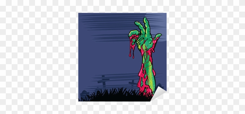 Zombie Hand Coming Out The Ground Illustration Sticker - Illustration #876801