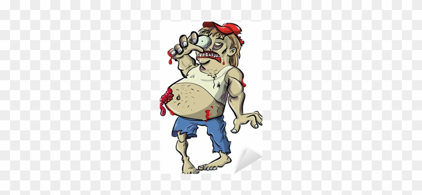 Red Neck Zombie Cartoon With Big Belly Sticker • Pixers® - Cartoon #876904