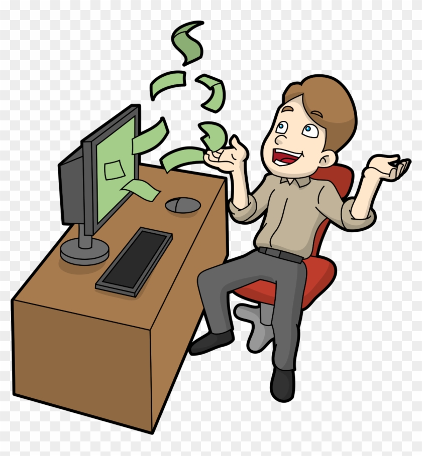 Cartoon Man Making Lots Of Money Online - Money #877172