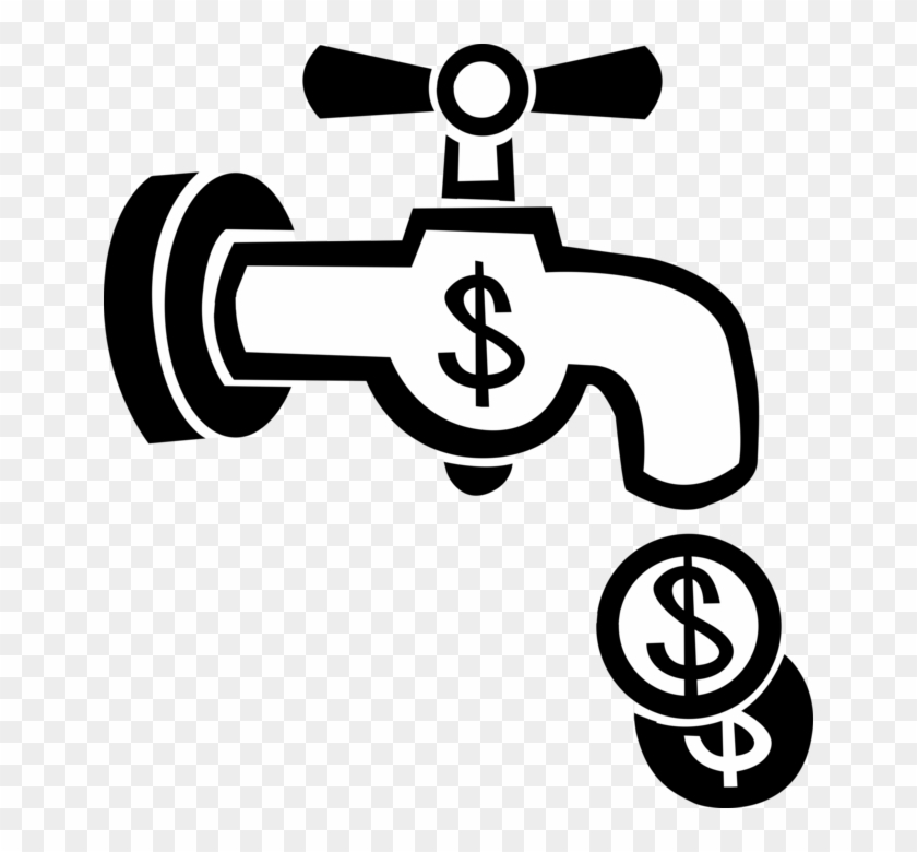 Vector Illustration Of Flushing Money Down The Drain - Torneira Com Moeda Png #877461