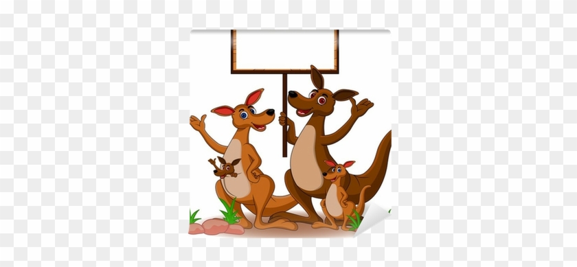 Funny Family Kangaroo Cartoon With Blank Board Wall - Family Of Kangaroos Cartoon #877754