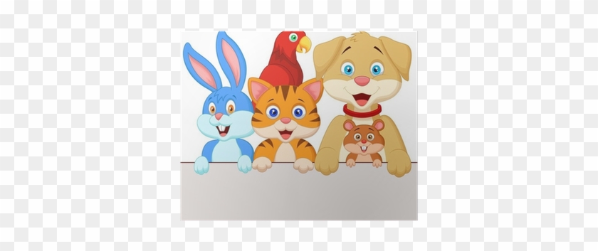 Cartoon Pet Animals Holding Blank Paper Poster • Pixers® - Cartoon Pet Animals Holding Blank #877758