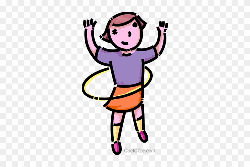 Girl With A Hula-hoop Royalty Free Vector Clip Art - Hula Hoop Clip Art #877878