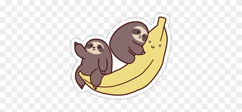 Sloths And Giant Banana" Stickers By Saradaboru - Sloth On A Banana #877883