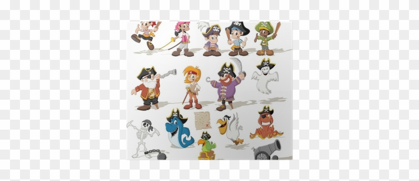 Group Of Cartoon Pirates With Funny Animals Poster - عکس کارتونی دزد دریایی #878177