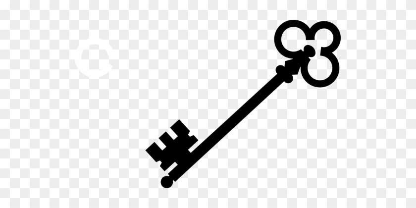 Key Antique Squiggled Baroque Locked Unloc - Key Clip Art Black And White #878320