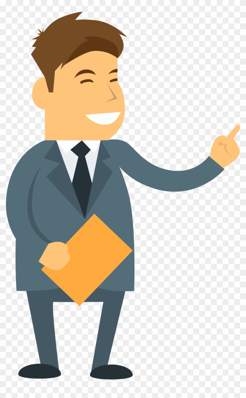 Cartoon Businessperson Index Finger Illustration - Illustration #878374