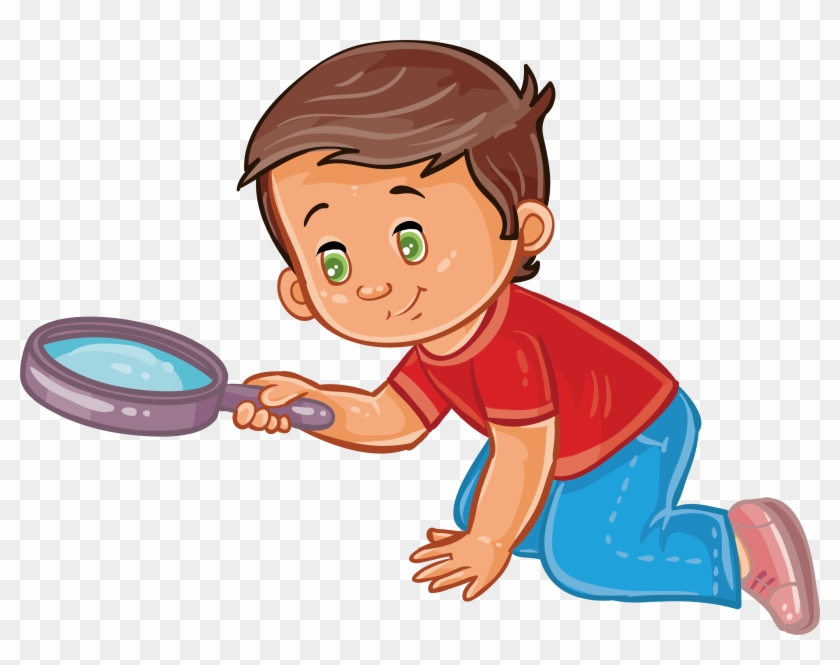 Boy Magnifying Glass Child Clip Art - Boy Holding Magnifying Glass Clipart Png #878399