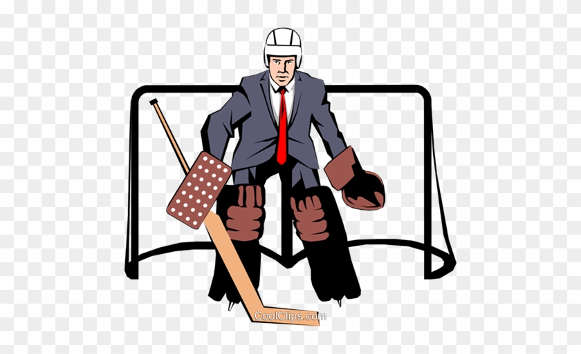 Businessman Hockey Goalie Royalty Free Vector Clip - Clip Art #878856
