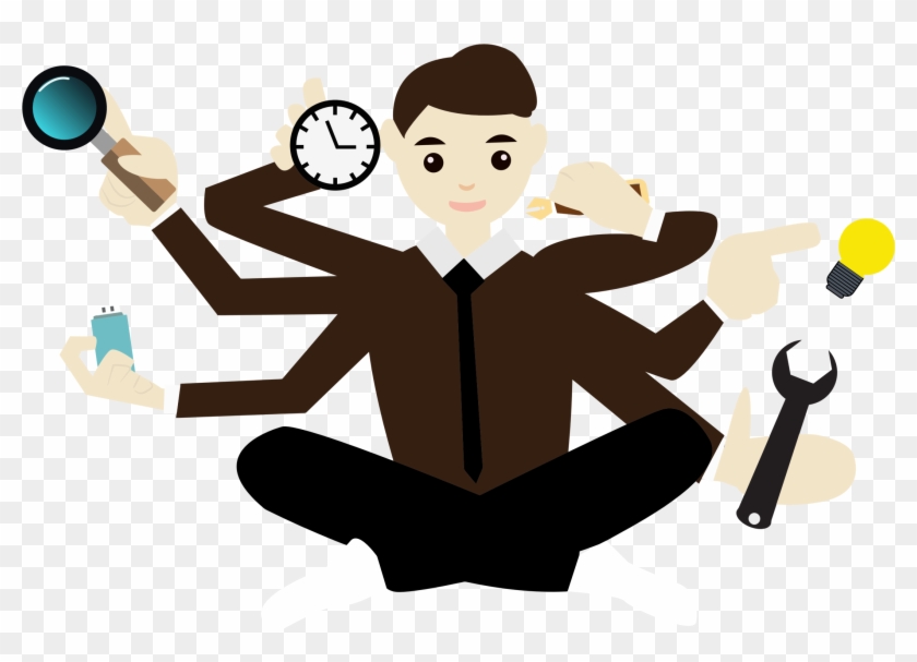 Cartoon Man - Clip Art Multitasking #878996