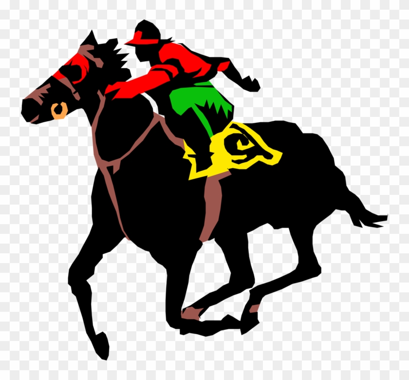 Vector Illustration Of Jockey On Horseback In Horse - Free Horse Race Vector #879077