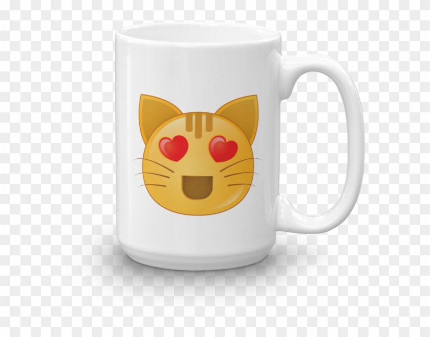 Expressive Heart Eyes Emoji Cat Mug - Pink Fri-yay Mug - 15oz #879533