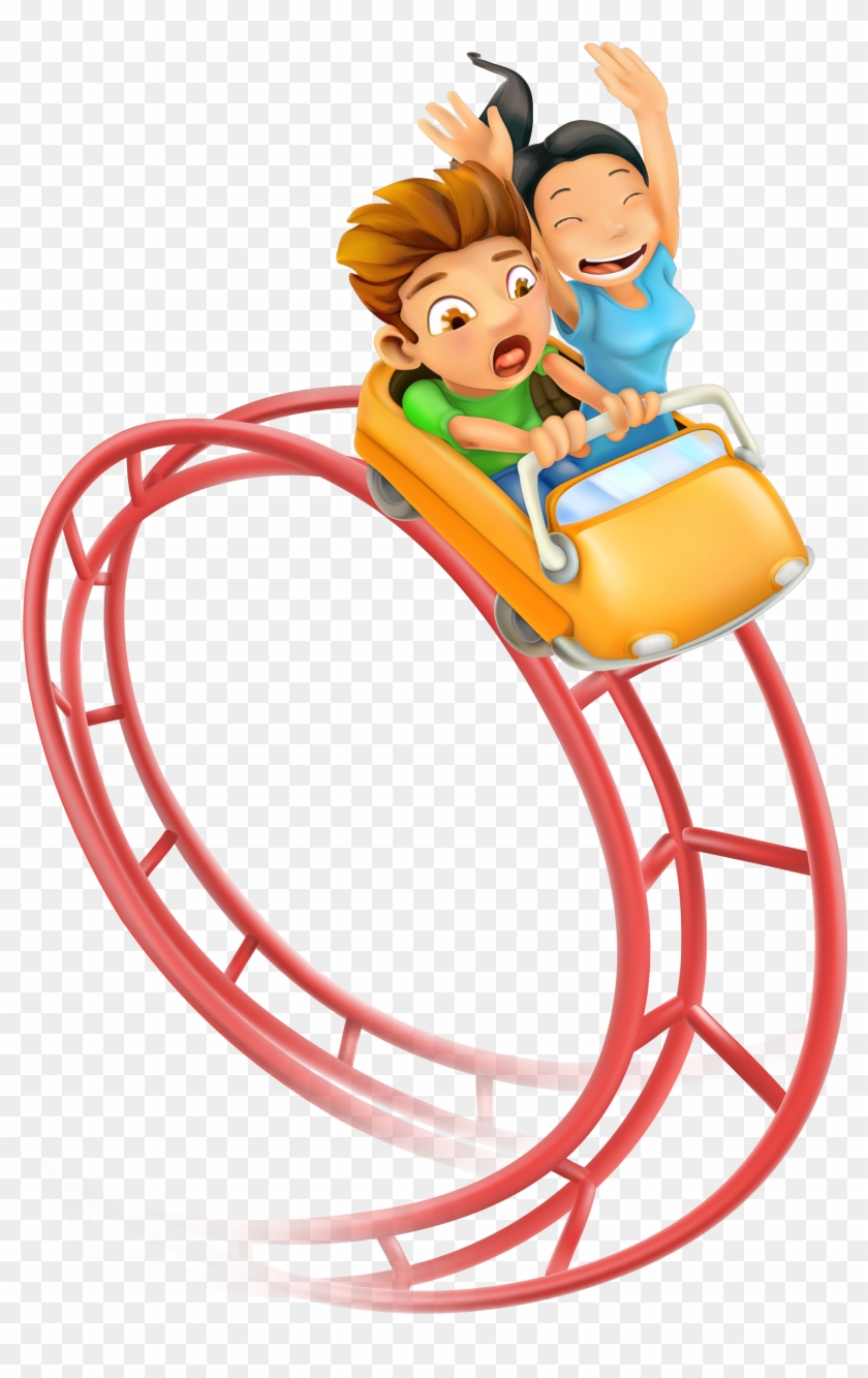 Roller Coaster Amusement Park Clip Art - Roller Coaster Vector Png #879633