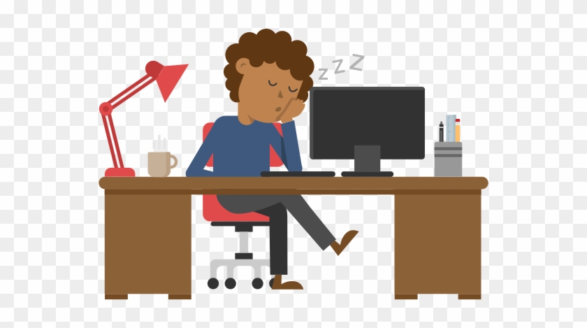 Black Man Sleeping At His Desk Cartoon Vector - Computer Men Svg #879778