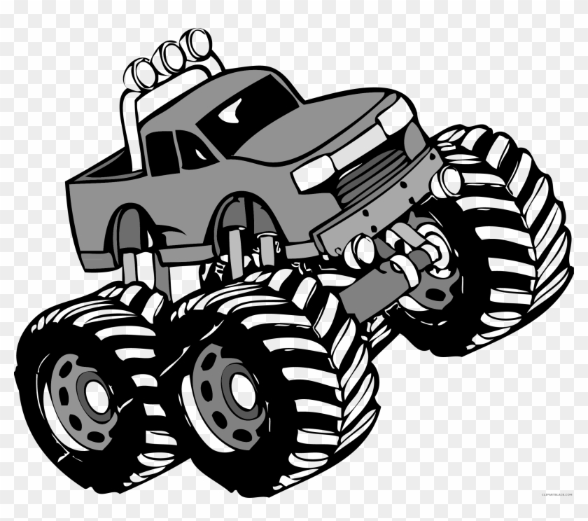 Monster Truck Transportation Free Black White Clipart - Monster Truck Clip Art #879954