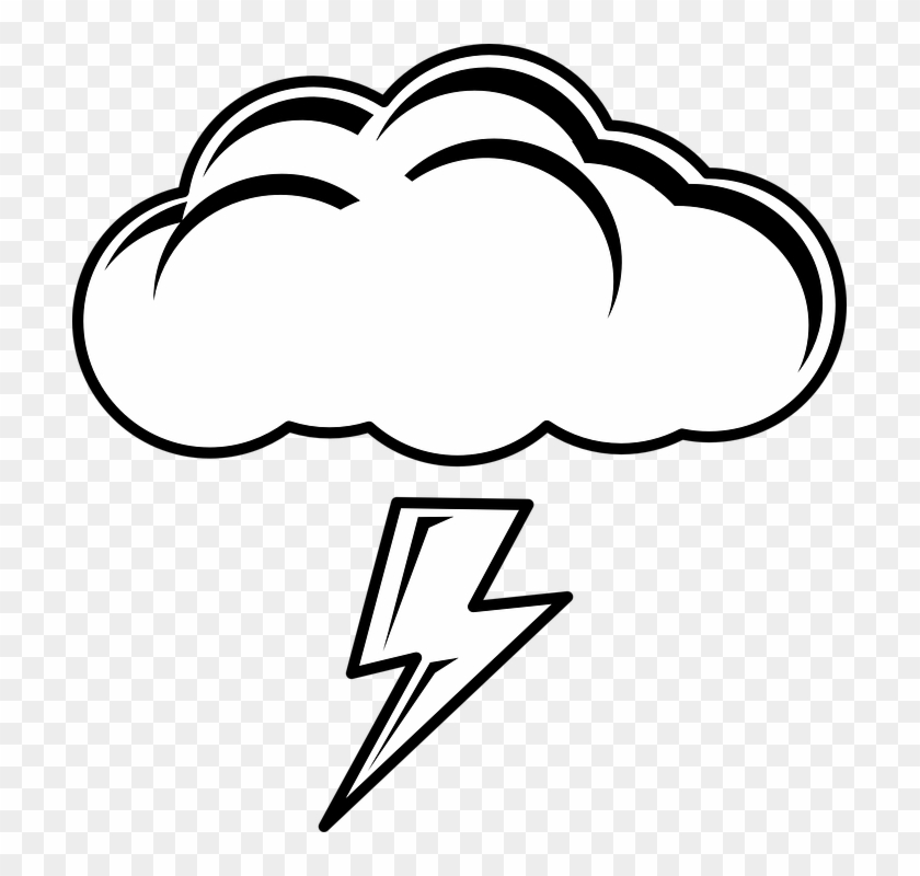 Thundercloud Black White Clipart - Thunder Cartoon Black And White #880059