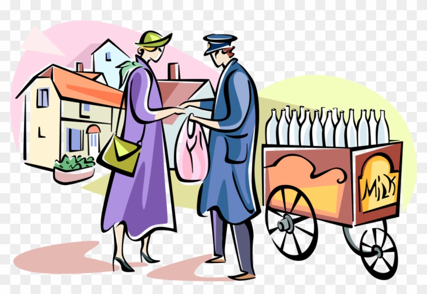 Vector Illustration Of English Dairy Milkman With Milk - Milk Man Clip Art #880421