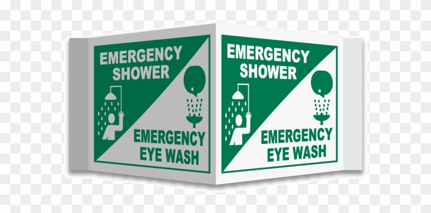 3-way Shower / Eye Wash Sign - Emergency Shower And Eyewash Station Sign #880498