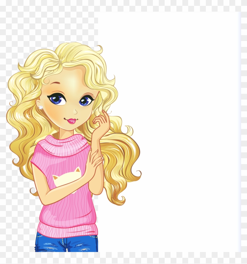 Doll Png Transparent Clipart - Blonde Hair Girl Drawing - Free Transparent  PNG Clipart Images Download