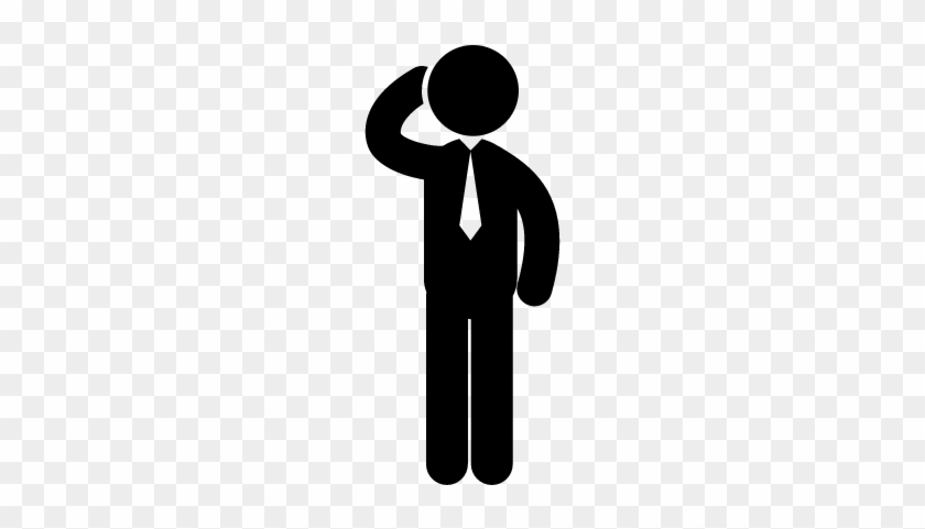 Standing Businessman Thinking With His Right Hand On - Man Thinking Icon #880664