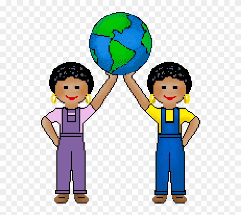 Ethnic Twins With An Earth Clip Art Of Holding Up A - Borehamwood #880943