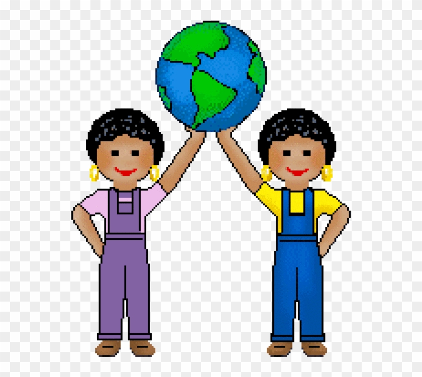 Ethnic Twins With An Earth Clip Art Of Holding Up A - Borehamwood #880943