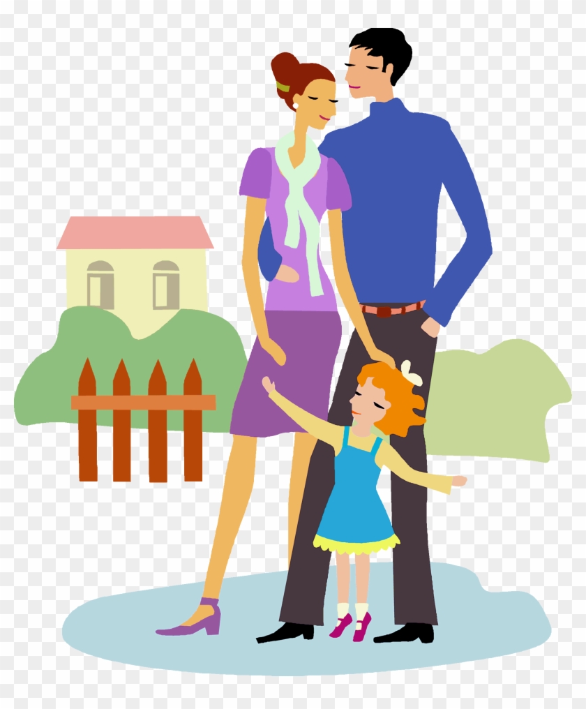 Familydayfamwithdaughter - Little Girl With Family Clipart #880954