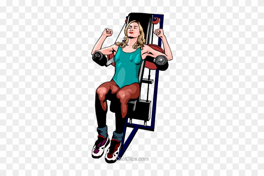 Woman Using Weight Machine Royalty Free Vector Clip - Biceps Curl #881389