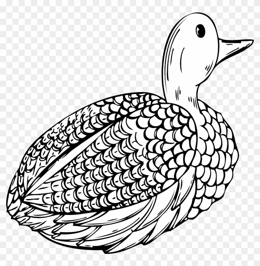Duck Decoy Black White Line Art 999px 305 - Duck Lone Vector #881551