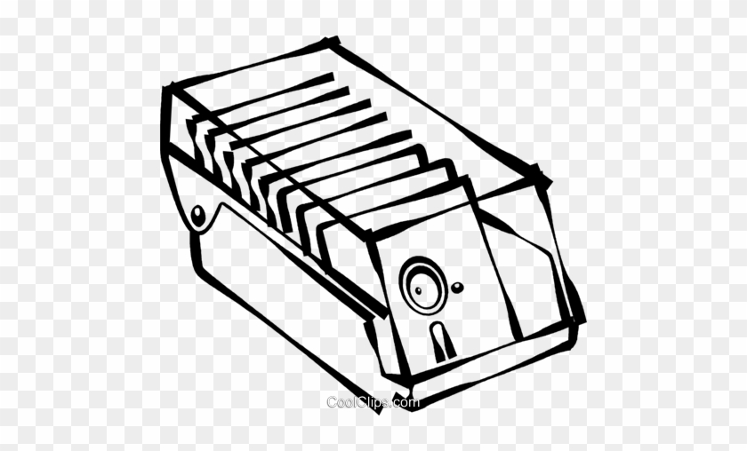 Floppy Disk Holders Royalty Free Vector Clip Art Illustration - Technical Drawing #881749