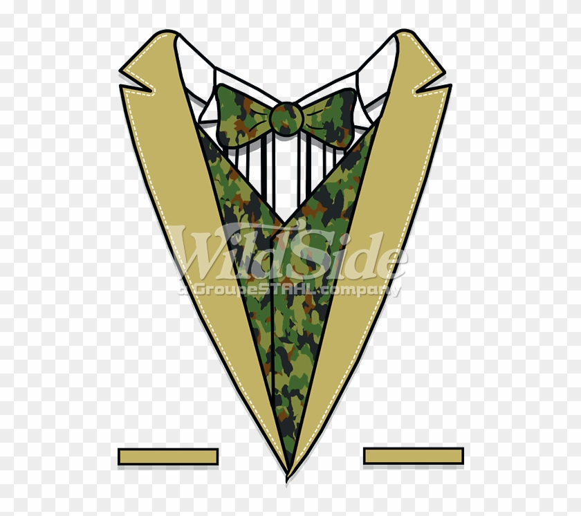 Camo Bow Tie & Vest Tuxedo - Artix Camouflaged Tuxedo Christmas Birthday Prom Party #881840