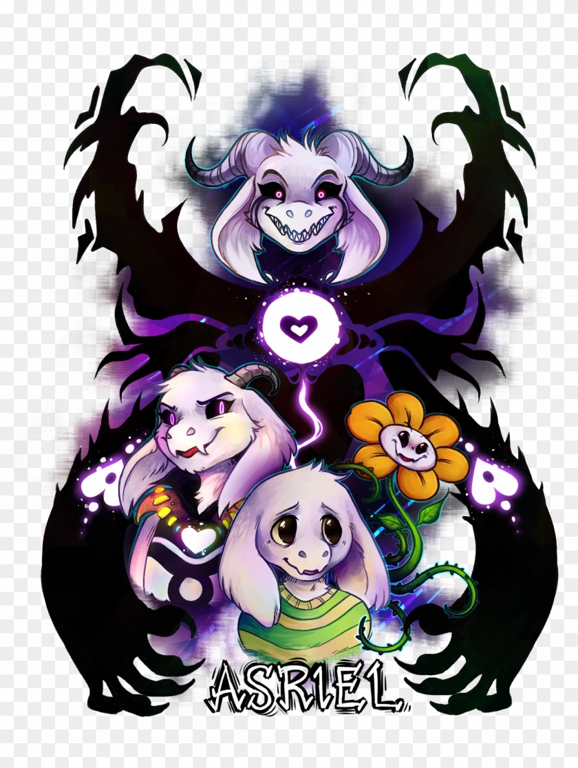 Undertale T-shirt Purple Vertebrate Cartoon Violet - Undertale Asriel #881853