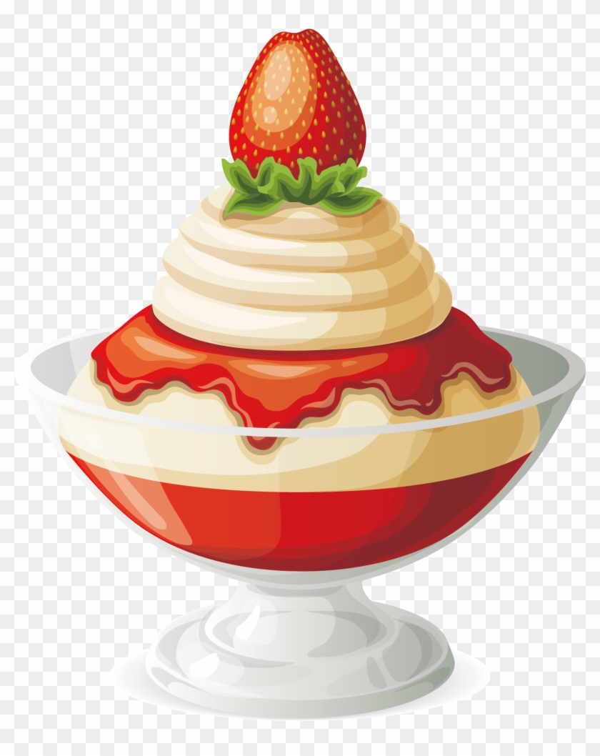Strawberry Ice Cream Sundae Ice Cream Cone - Strawberry Ice Cream Clipart Png #882158