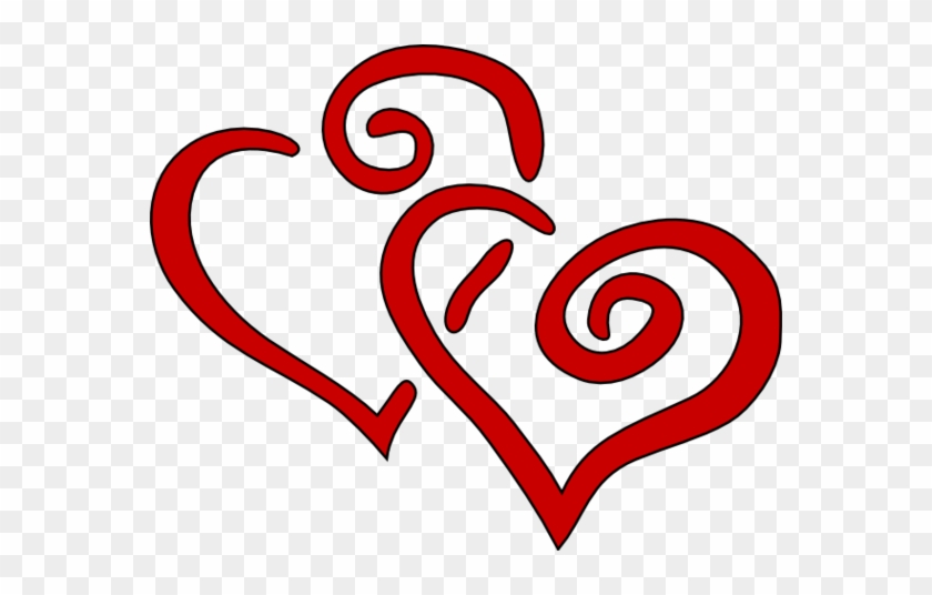 Red Swirly Hearts Vertical Clip Art Vector Online Clipart - Hearts Clip Art #882782