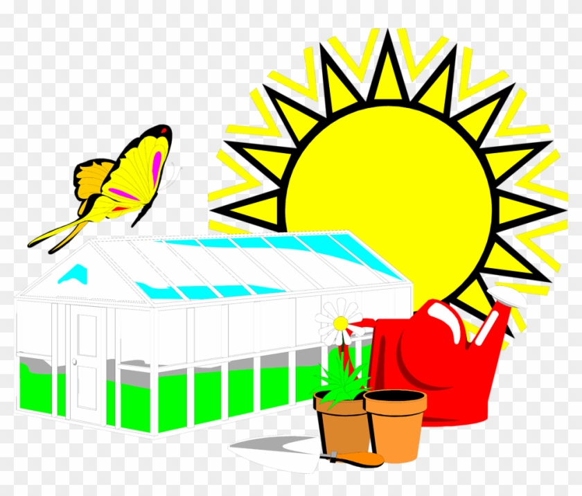 Illustration Of A Greenhouse And The Sun - Digital Printing #882995