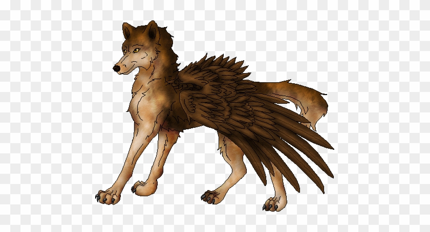 Angels And Demons Accpetin - Brown Anime Wolf With Wings #883530