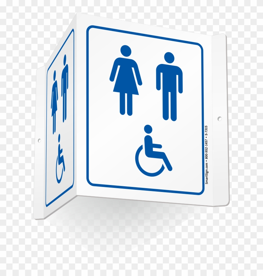Unisex & Accessible Pictograms Restroom Projecting - Bathroom Sign With Arrow #883653
