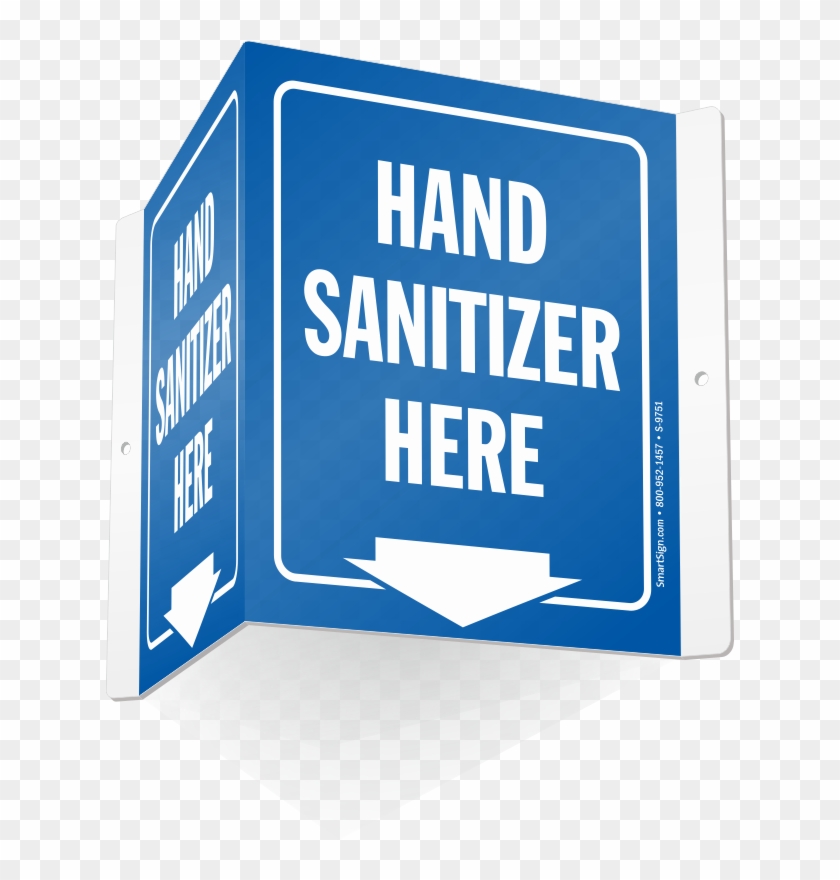Hand Sanitizer Here Projecting Sign - Safe Area Tornado Shelter (with Down Arrow), Projecting #883675