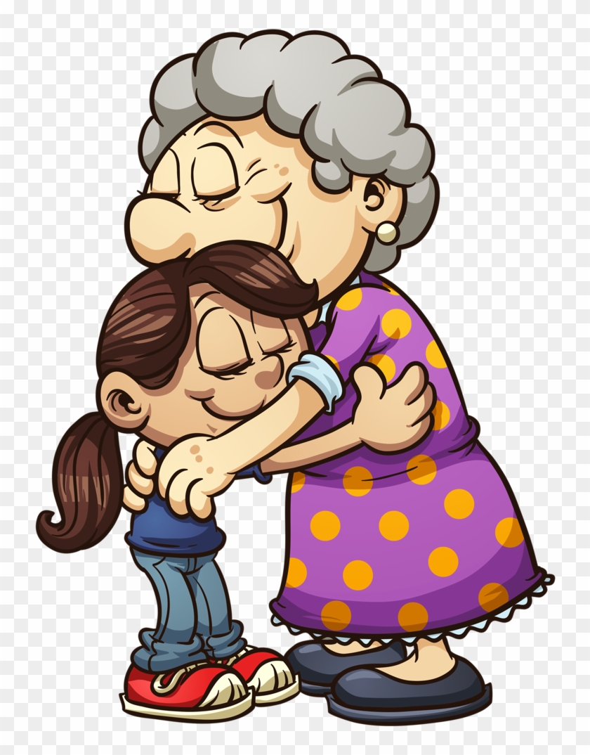 Buy Girl Hugging Grandma By Memoangeles On Graphicriver - Grandma And Granddaughter Cartoon #884095
