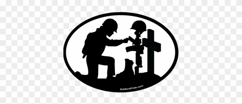 Kneeling Soldier Salute Female B/w Decal - Kneeling Soldier Salute Female B/w Decal #884342