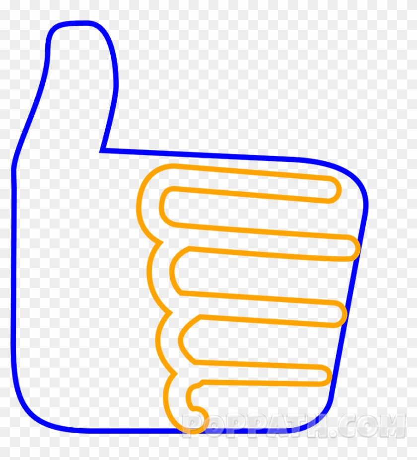 Now Complete The Thumbs Up By Adding The Fingers As - Drawing #884538