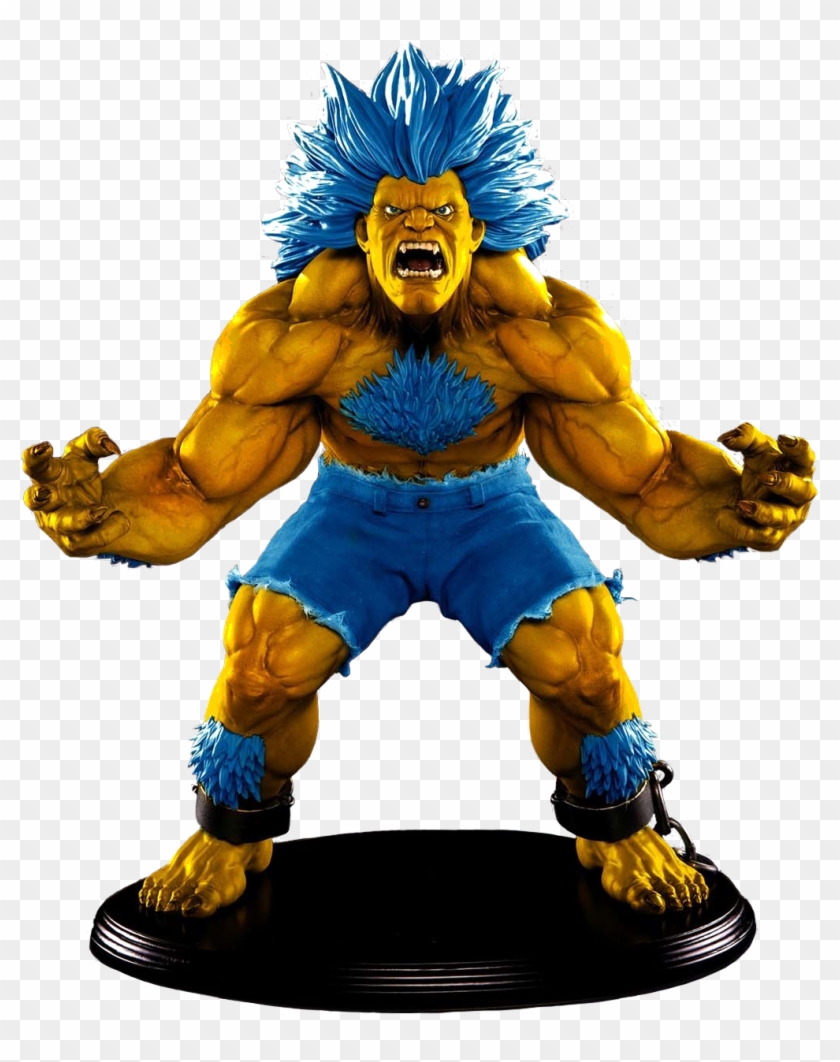 Player 2 Exclusive Blanka 1/4 Scale Statue - Blanka Street Fighter Blu #884920