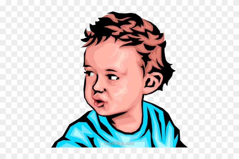 Baby Boy Royalty Free Vector Clip Art Illustration - Vector Face Baby Realistic #885393