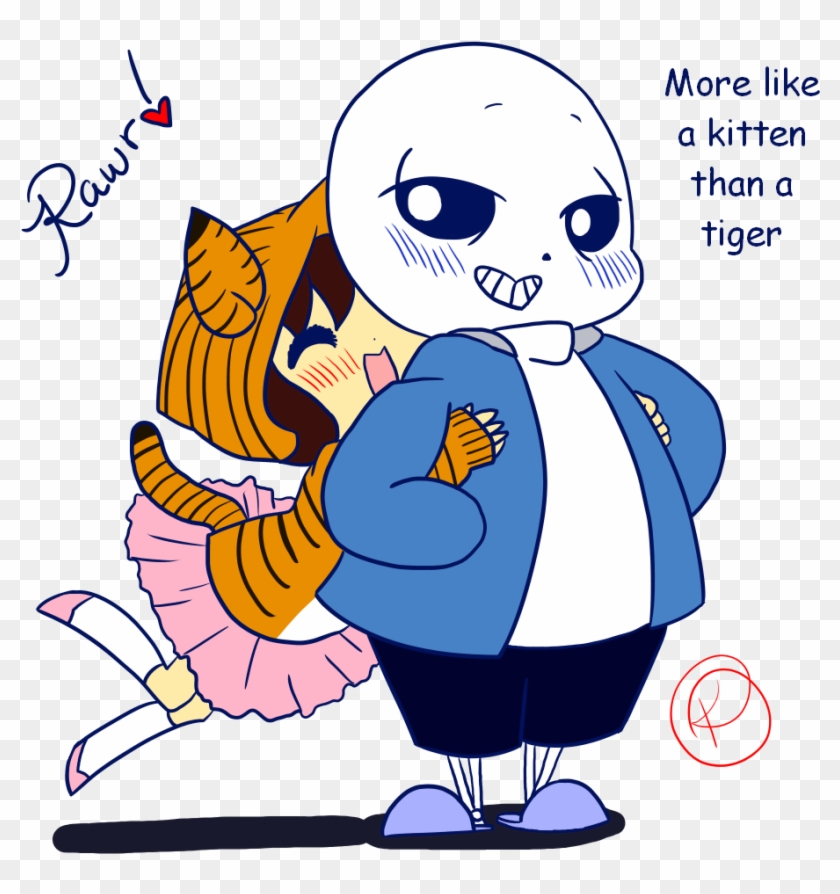 Undertale Sans Frisk Tiger Tiger Hoodie Sansxfrisk - Cartoon #886460