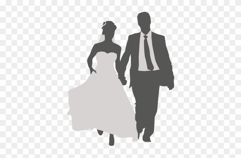 Wedding Couple Walking Silhouette 2 Transparent Png - Wedding Man And Woman Png #886490