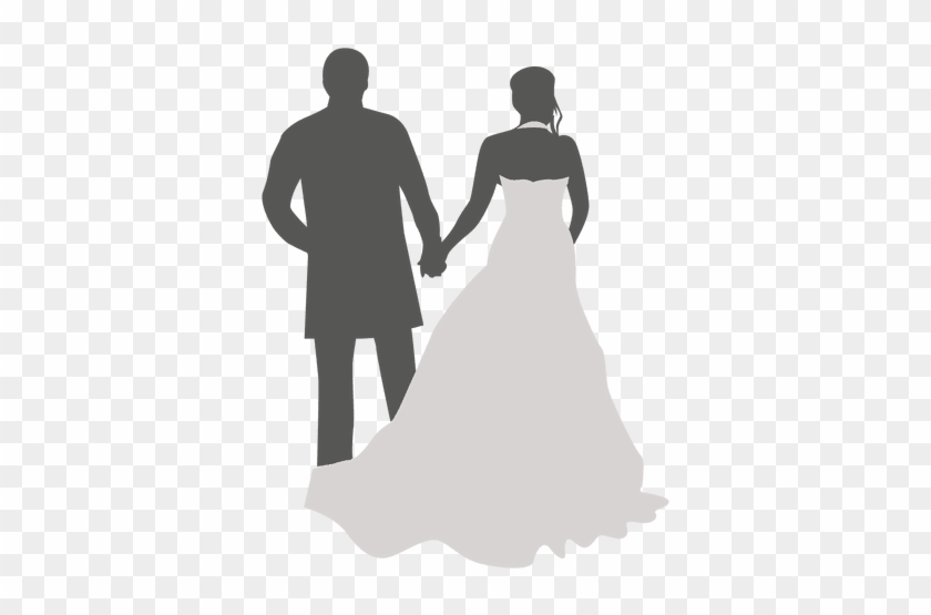 Wedding Couple Walking Back Silhouette - Silueta De Parejas Caminando #886551