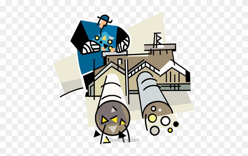 Building With A Pipeline Royalty Free Vector Clip Art - Clip Art #887100